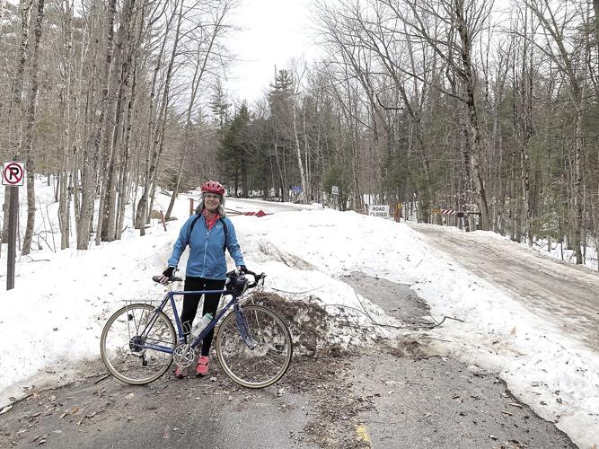 Wheel Family Fun - Pat Higgins at Bear Notch Road's winter gate