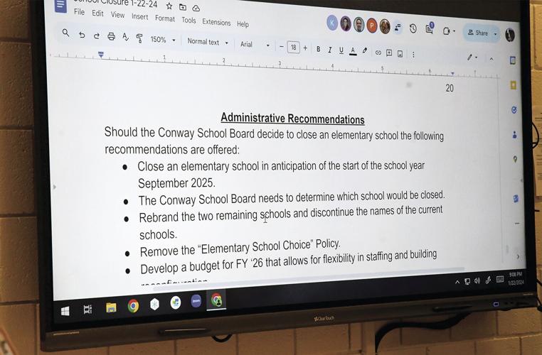 Conway School Board - close a school - recommendations