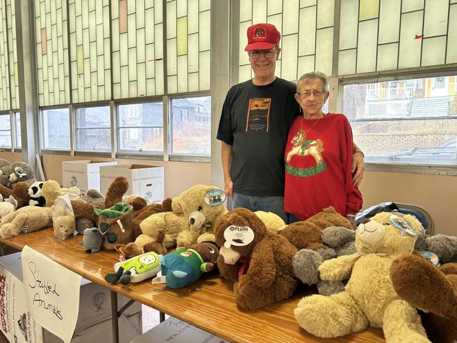 Dave Dubey and Mary Jane Gagne inside St. Anne Parish Hall in Berlin