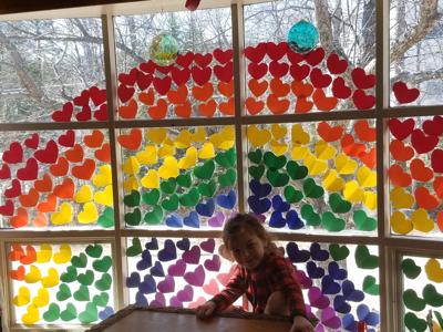 Mother and daughter create "Hearts in the Window"