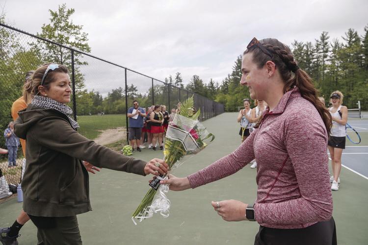 05-20-22 KHS Girls Tennis senior getting flowers