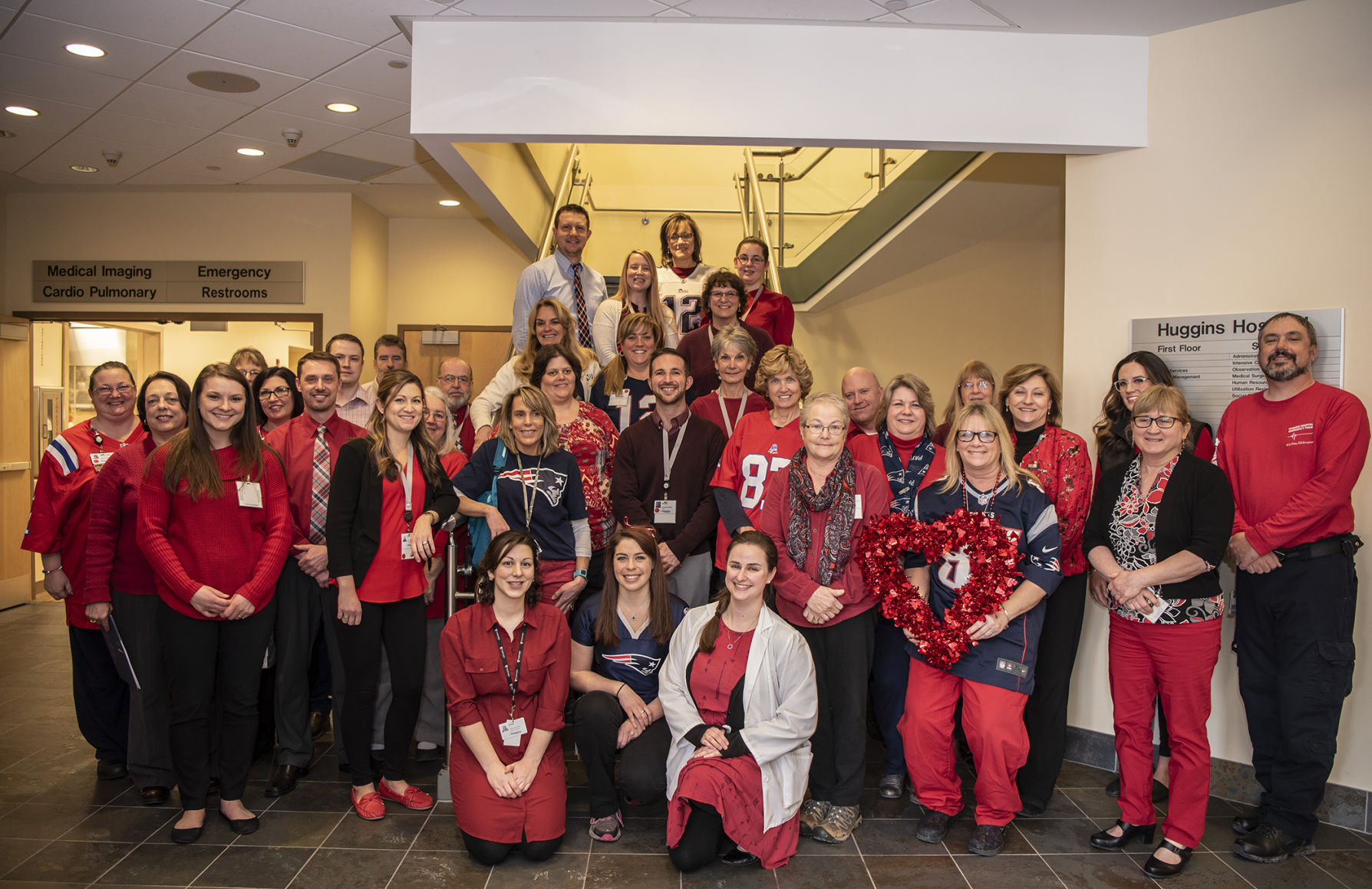 Huggins Hospital employees take part in National Wear Red Day