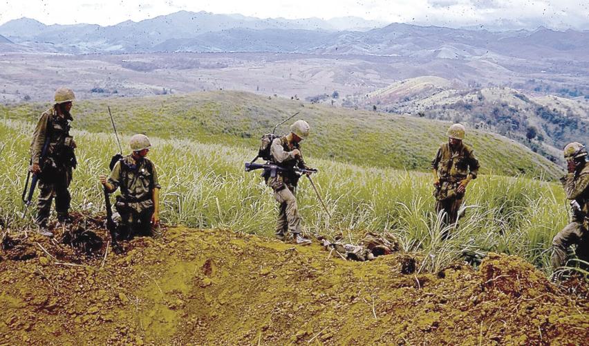 troops along crater rim