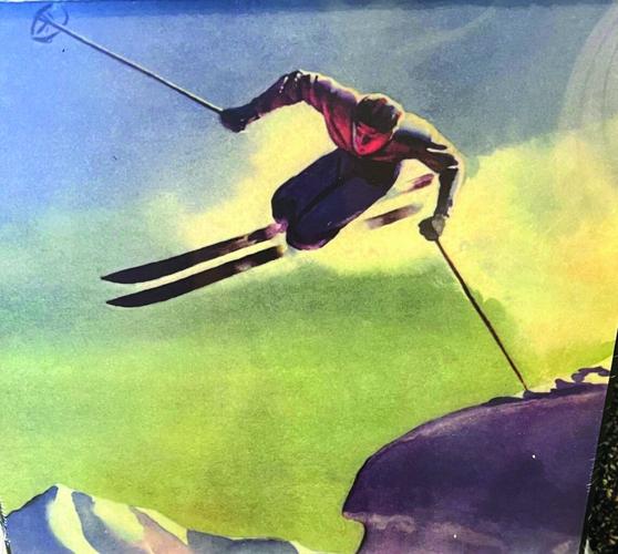 Nordic Tracks - preparing for the first ski - Ski Museum painting