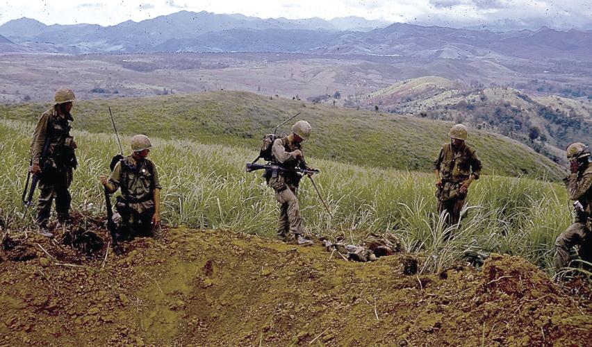 troops along crater rim