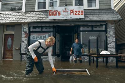 A nor'easter's storm surge swept into restaurants and homes in Sea Bright, N.J., in late September 2026.