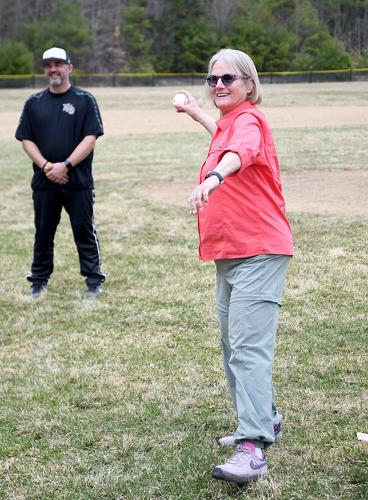 KHS Baseball - Opening Day - Linda Burns first pitch