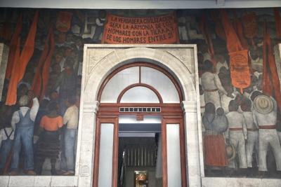 One of scores of murals Diego Rivera painted in the interwar period that sits above the Secretariat of Public Education in Mexico City, Mexico.