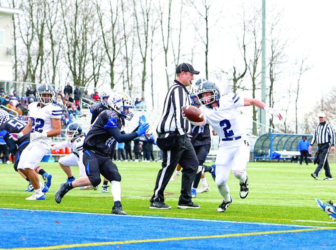 FA Football - state champs - Ty Boone at the goal line, second TD