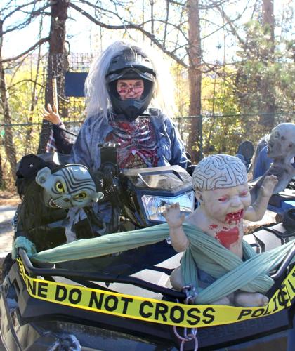 Joella Raiche from South Hadley, Mass., on her spooky-themed decorated ATV