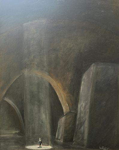 A solitary man faces life's quandaries in this painting by Dan Roberge