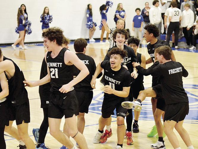 KHS Boys Hoop - playoffs - team celebration
