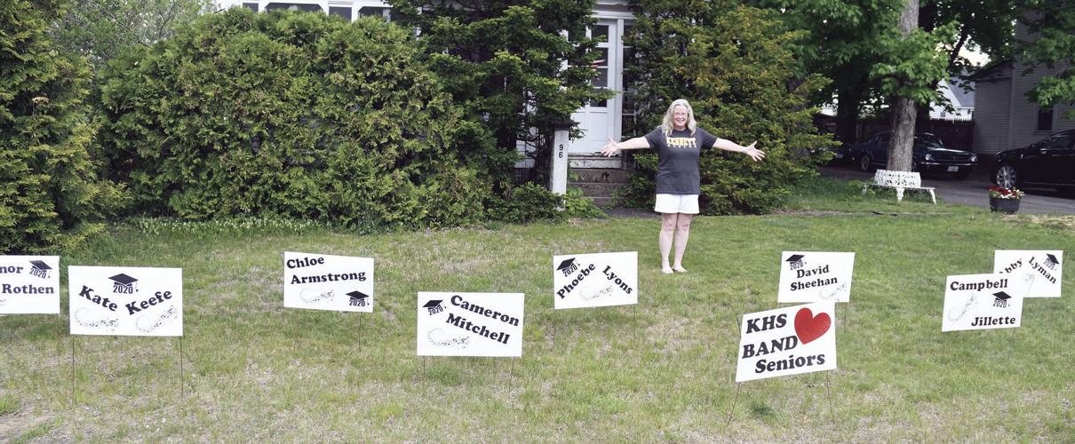 Therese Davison with signs