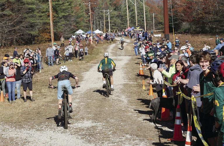 10-29-22 Mtn Bike Championship toward finish behind