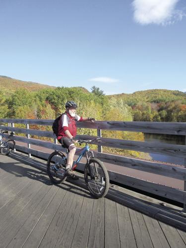 Wheel Family Fun - highway trestle overlooking Route 16 and the Androscoggin River
