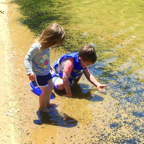 Wheel Family Fun - Echo Lake - Juliet and Iver Minnich catching polliwogs
