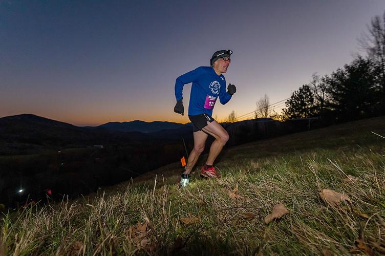 Run The Whites Blackout 10K - one runner on the mountain