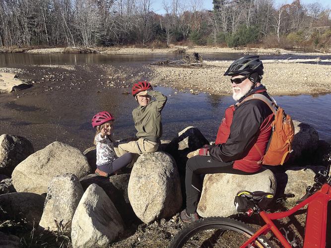 Wheel Family Fun - Peter Minnich with grandkids at the Swift River