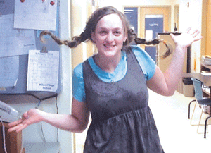 Cutline: Pippi Longstocking helped celebrating reading at Milan Village School