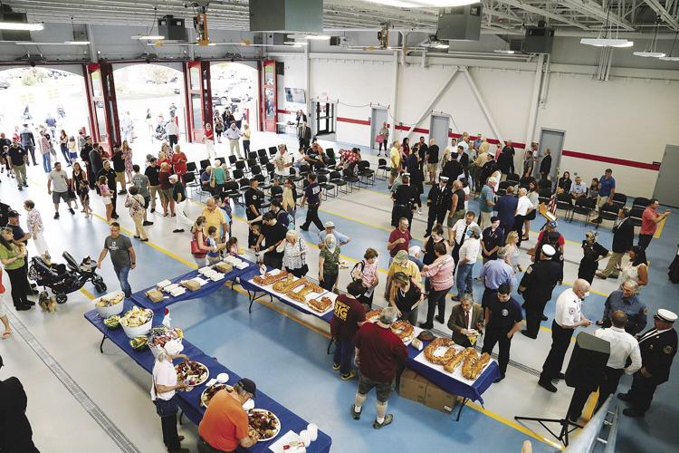 05-22-21 Fire Station Opening crowd overhead mingling and eating