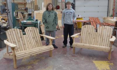 BHS Senior Building Trades class crafts benches