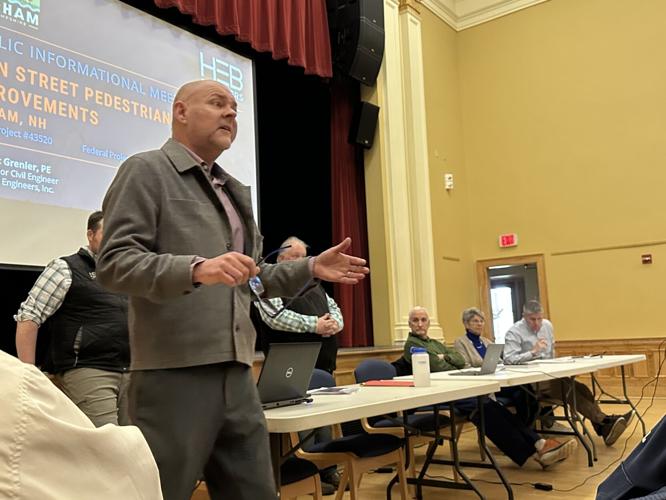 Gorham Town Manager Peter Gagnon speaks with residents