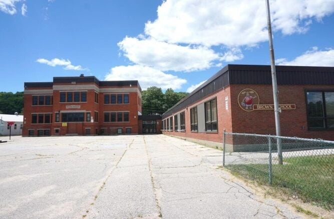 Brown School entrance, showing addition