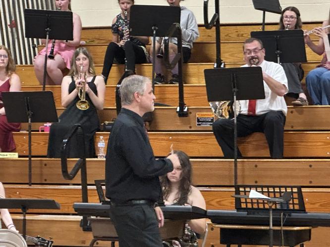 Students and adult members of the school band played Elgar's 'Pomp and circumstance'