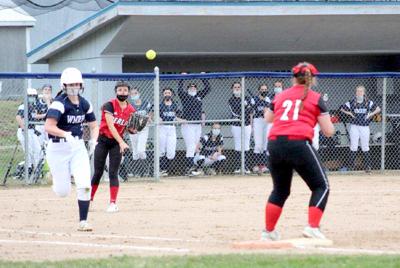 BHS softball = Makenna Peare throw to Kyra Woodward