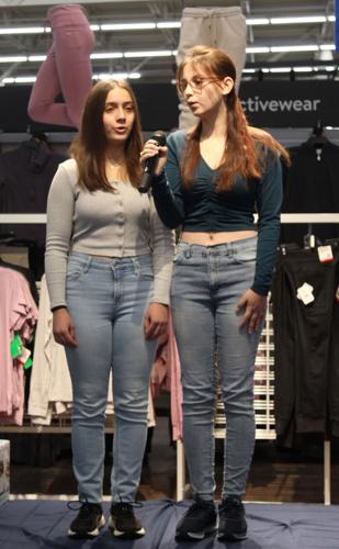 Gorham High School students (from left) Emmy Dube and Elaina Frisk