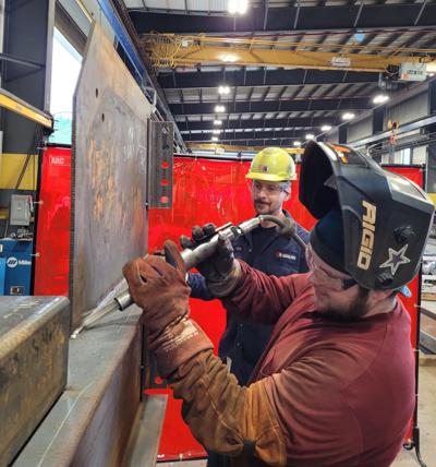 GMHS senior Coleman Keezer passes flat weld test