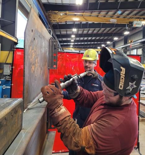 GMHS senior Coleman Keezer passes flat weld test
