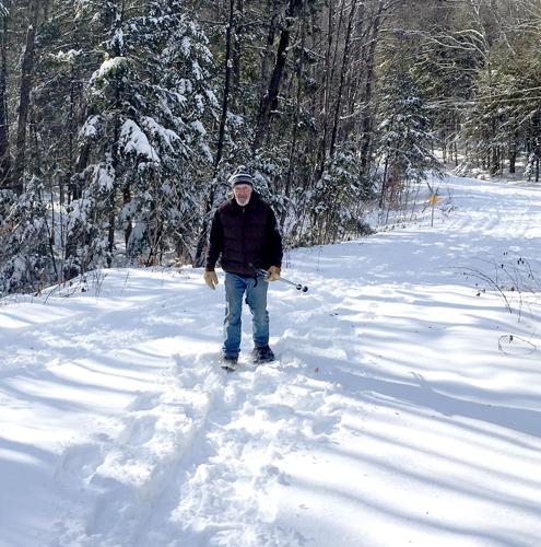 Nordic Tracks - snowshoer returns to Marshall Conservation Area