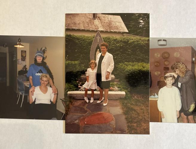 Bethany and Tina, with a picture of Tina's mother in the center photo.