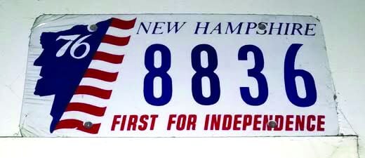 1976 New Hampshire bicentennial plate