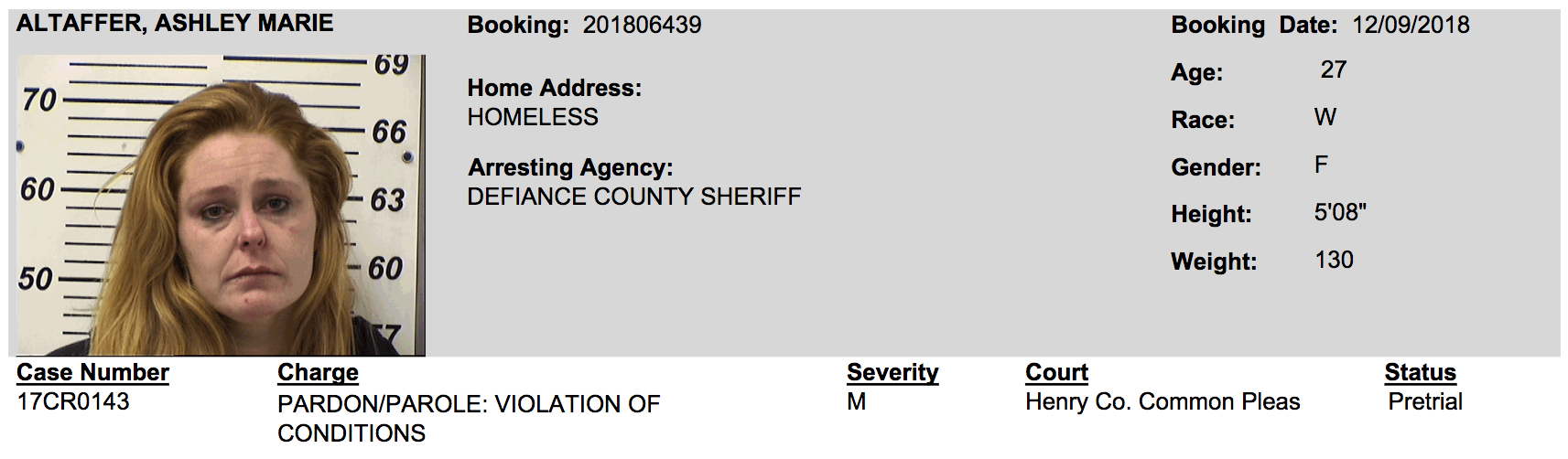 Ashley Altaffer CCNO Booking Photos