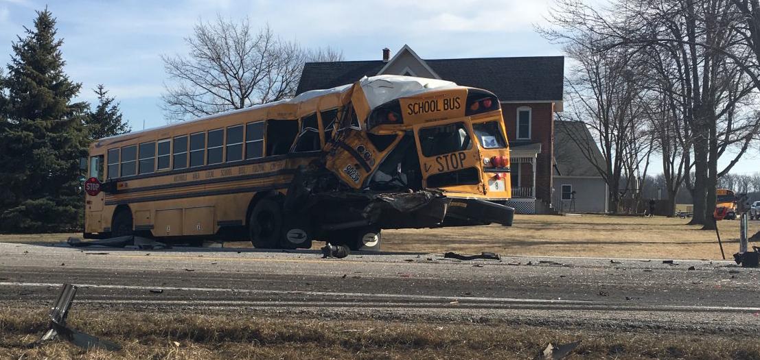 VIDEO Archbold school bus hit by truck as two children are exiting