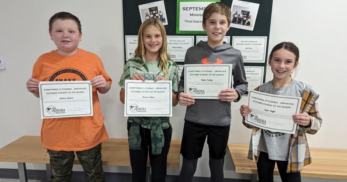 Tinora Middle School ‘Students of the Month’ Local News crescent