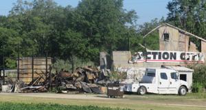 Fire destroys Auction City building north of Oakwood