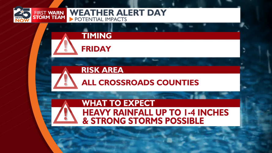 Rain and storms now very likely Friday with a cold front coming ...