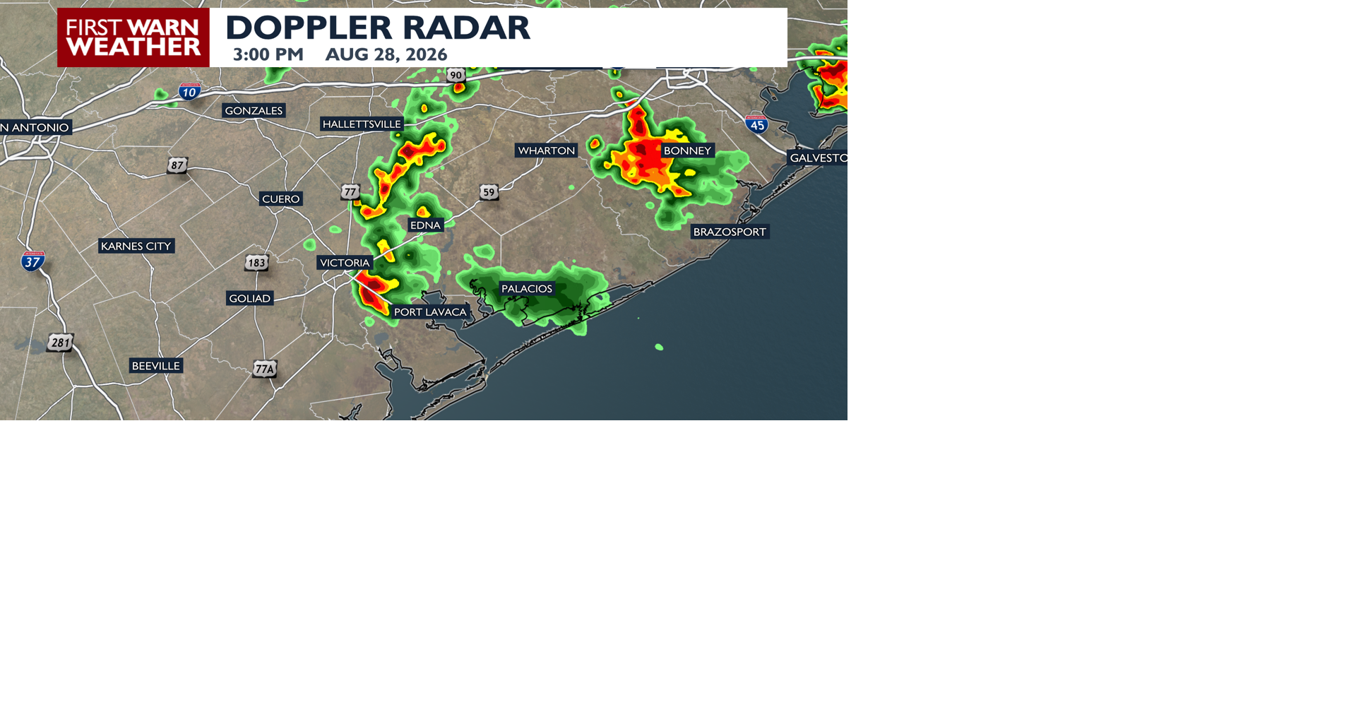 Strong thundershowers moving in