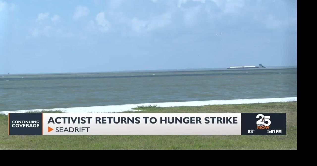 Environmentalist Diane Wilson protests Dow Chemicals for plastic pellets being discharged in San Antonio Bay