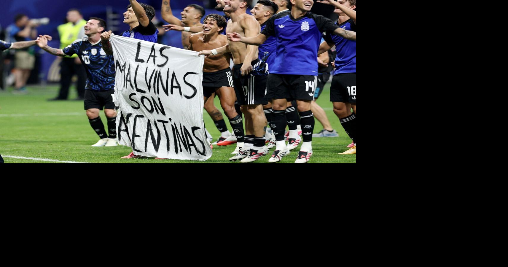 Argentina players wave banned political banner after World Cup win