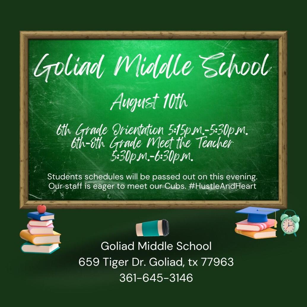 Goliad ISD school supply lists, BacktoSchool events Education