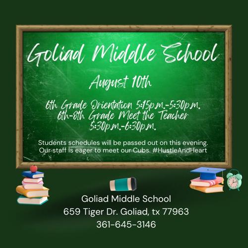 Goliad ISD school supply lists, BacktoSchool events Education