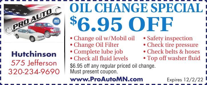 OIL CHANGE SPECIAL 6.95 OFF $