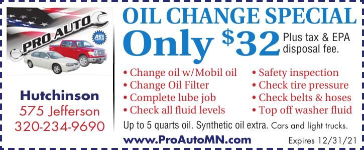 OIL CHANGE SPECIAL Only $32 Hutchinson