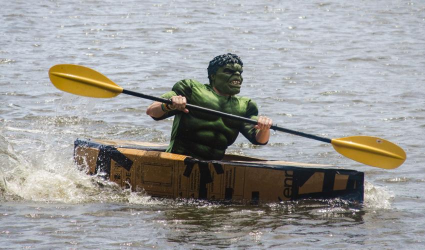 14 competed in the first Water Carnival cardboard boat races
