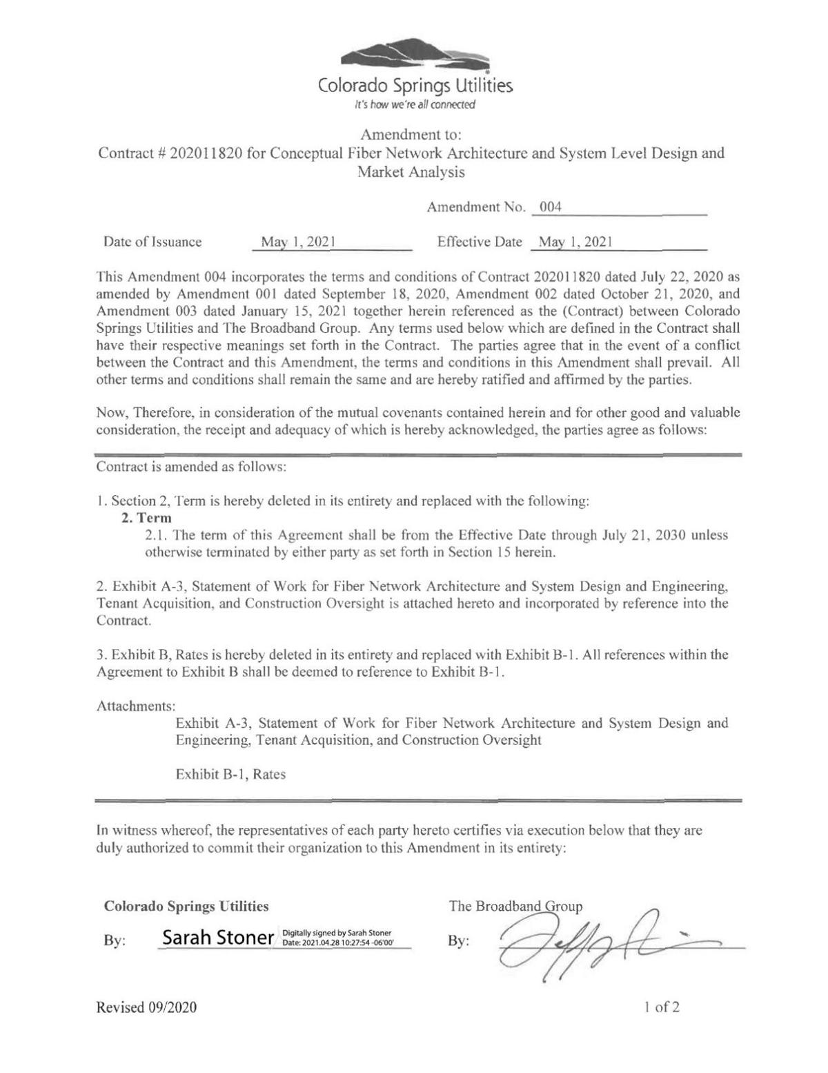 Amendment 004 Contract, CSU and TBG