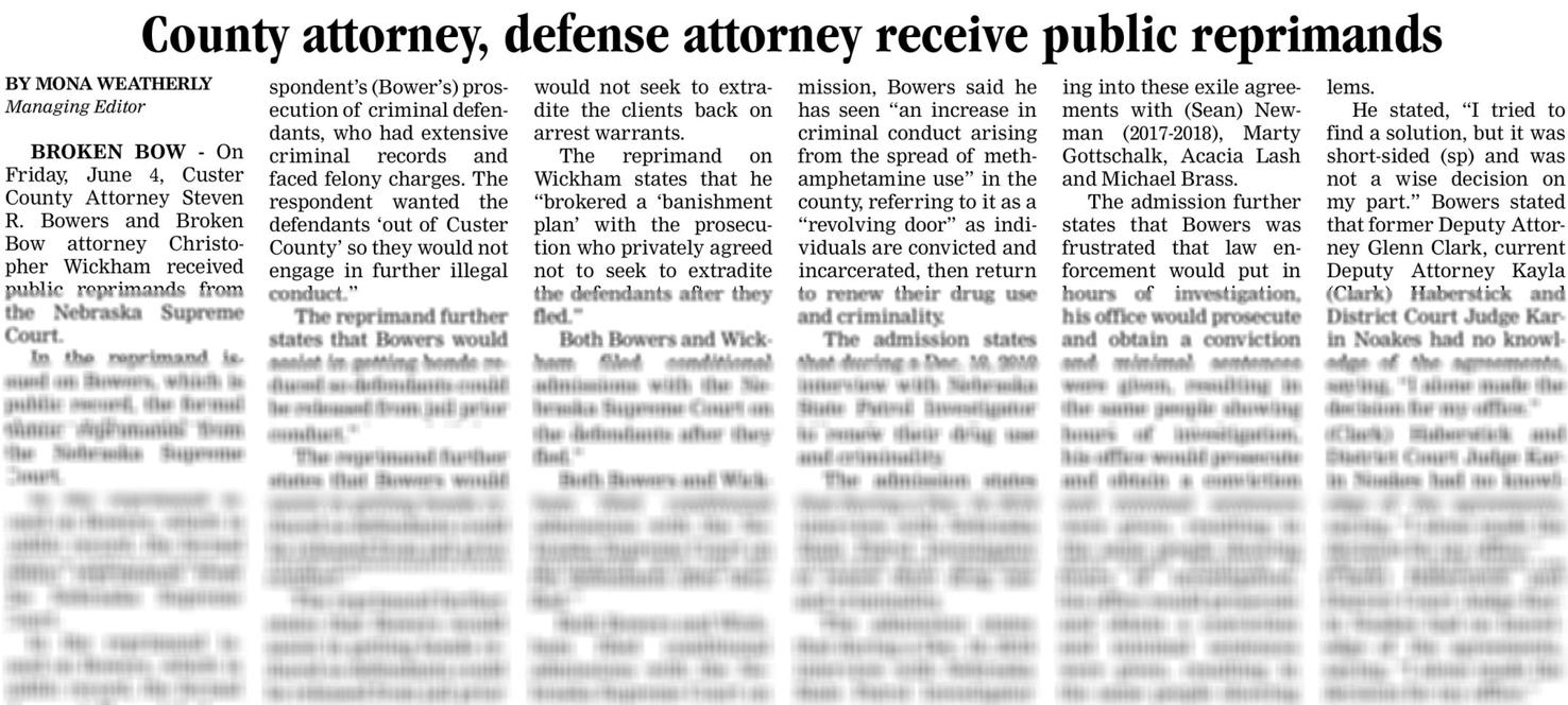 County attorney, defense attorney receive public reprimands from Nebraska Supreme Court News